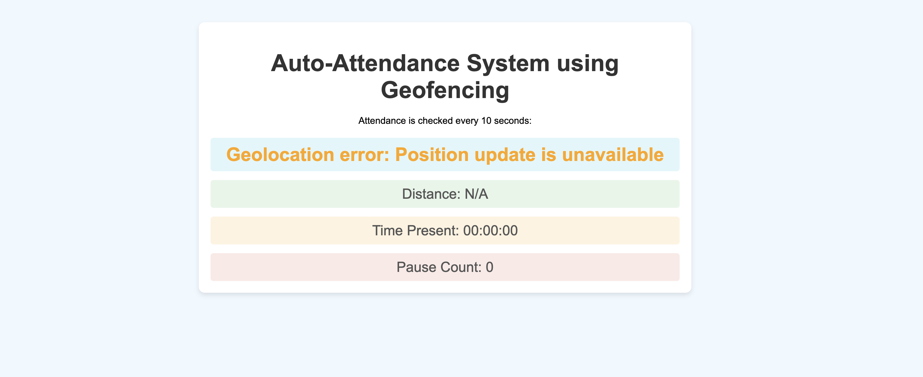 Geolocation Auto-Attendance System